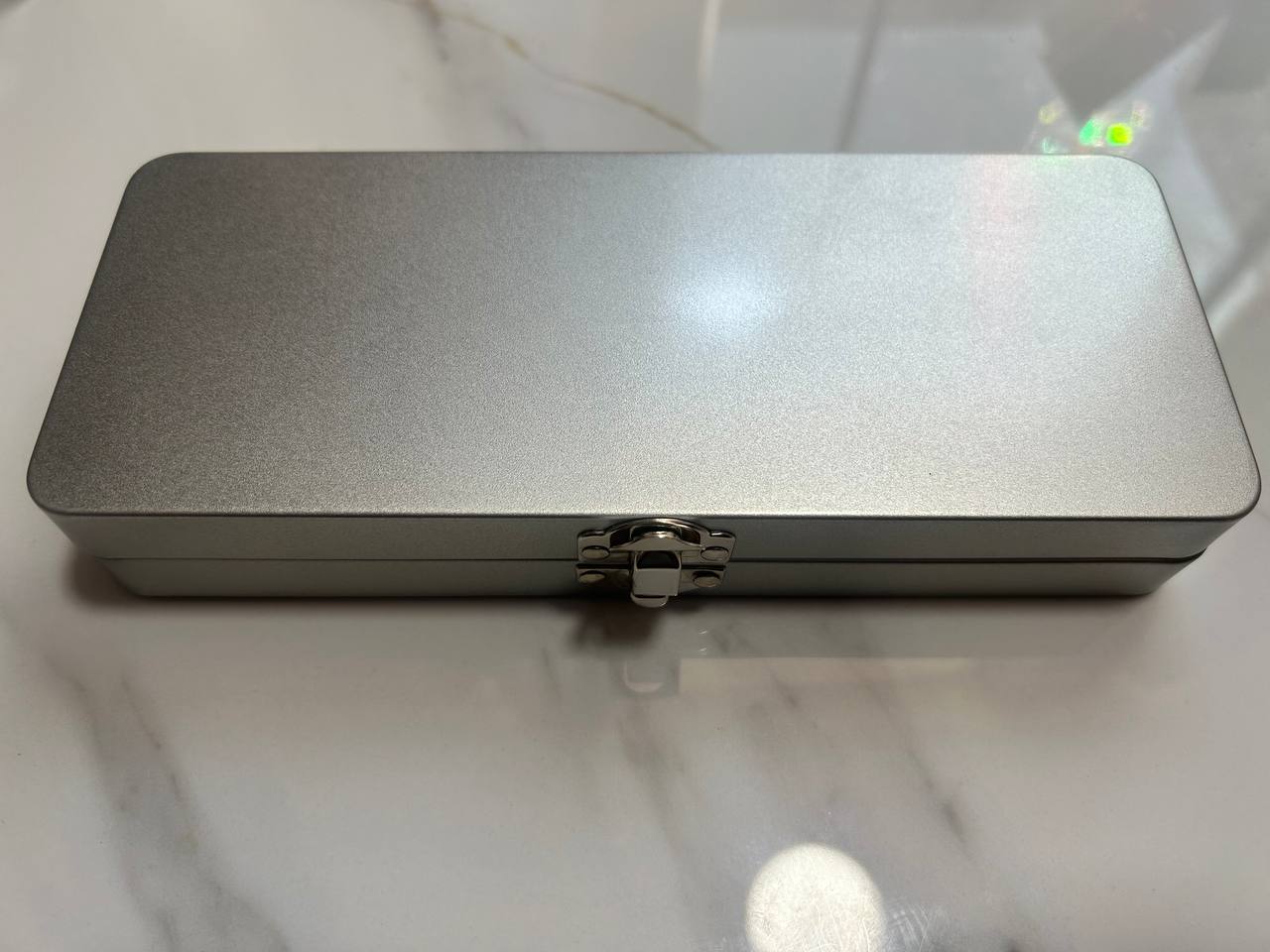 Estuche de almacenamiento plateado